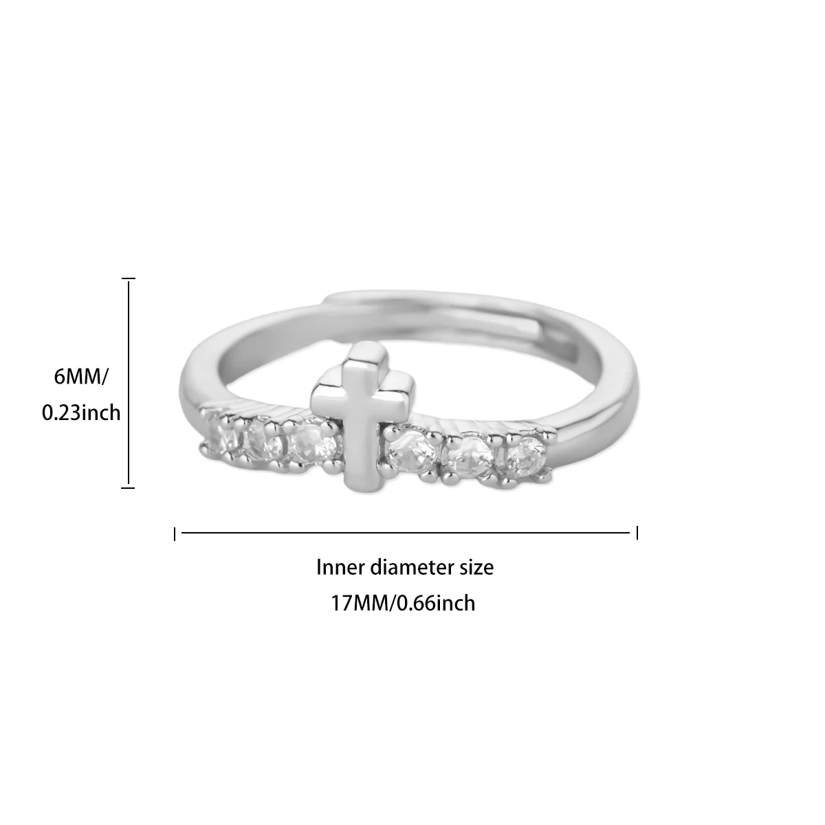 Luxury 18K Gold Plated Cross & Heart Ring – Elegant Women’s Jewelry