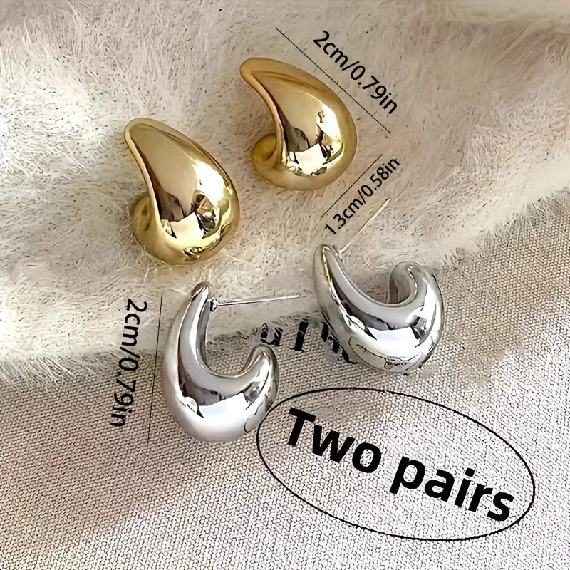 Luxury 2-Pair Water Drop Stud Earrings – Multi-Color Elegant Set