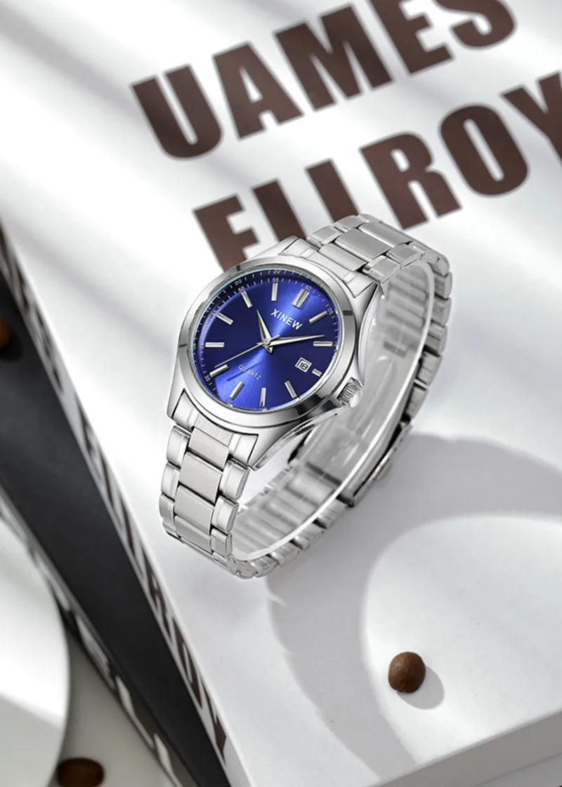 Luxury Men’s Quartz Watch – Stainless Steel & Date Feature