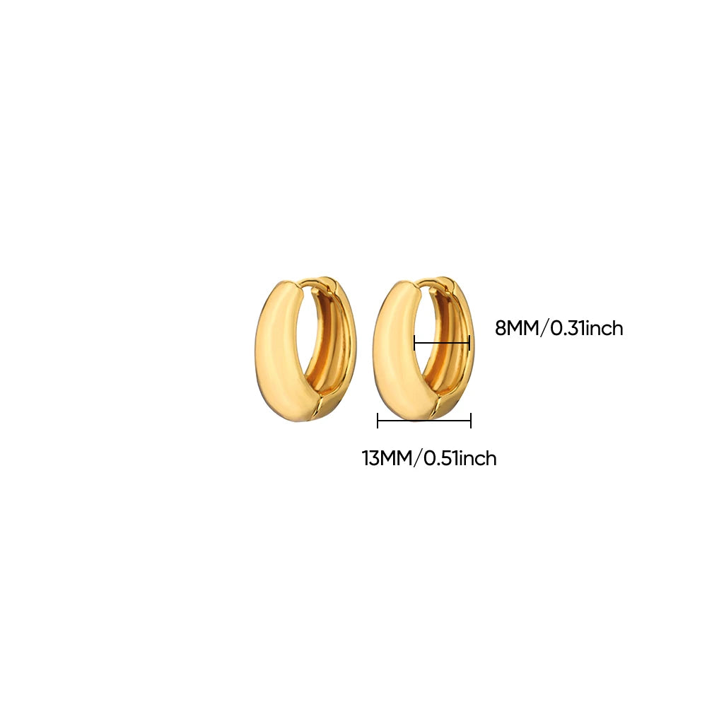 Luxury Gold Chunky Hoop Earrings – Minimalist Stainless Steel for Women