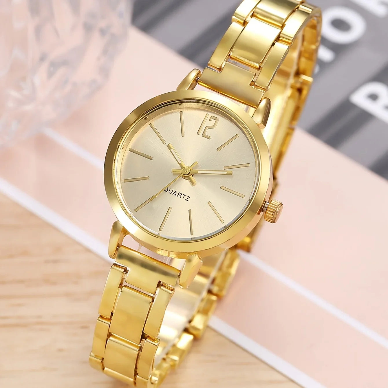Luxury Women’s Quartz Watch & Bracelet Set – Minimalist Dial