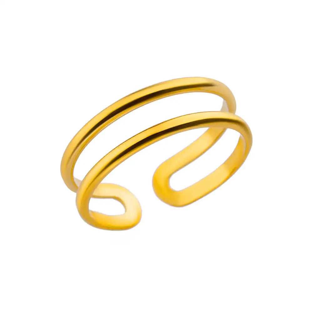 Luxury Gold-Plated Geometric Stainless Steel Ring – Adjustable Minimalist Desig