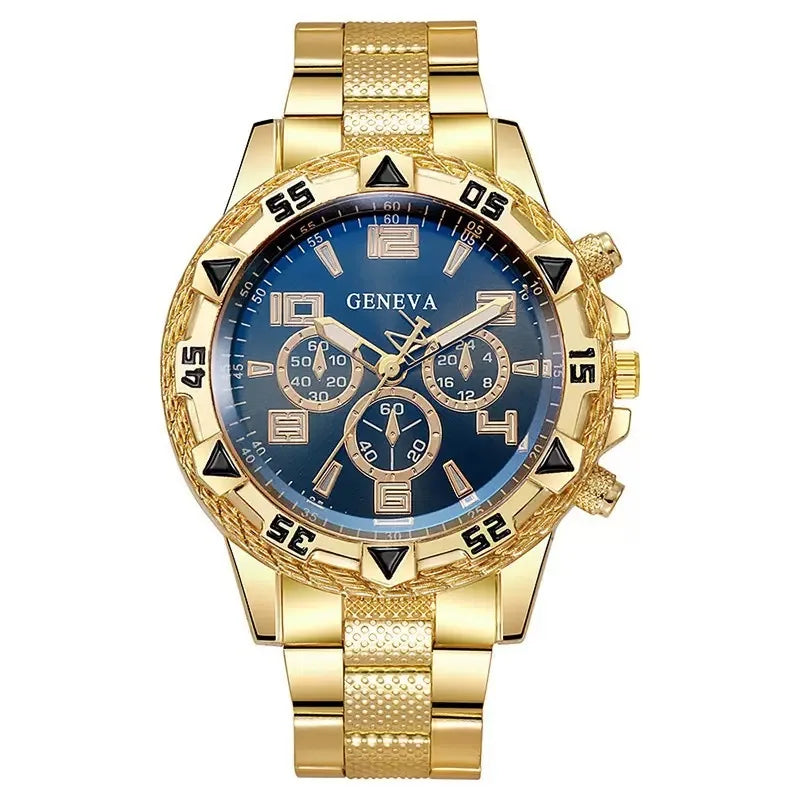 Luxury Men’s Quartz Watch – Large Dial, Stainless Steel Strap