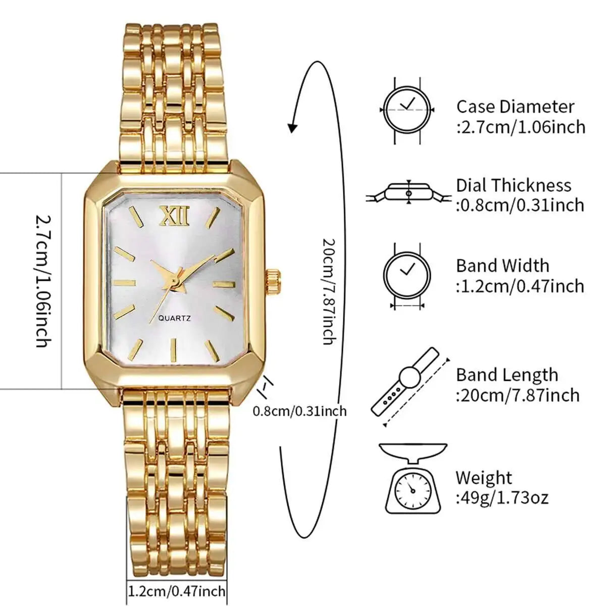 Luxury Women’s Rectangle Quartz Watch – Elegant Analog Design