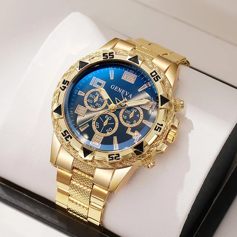 Luxury Men’s Quartz Watch – Large Dial, Stainless Steel Strap