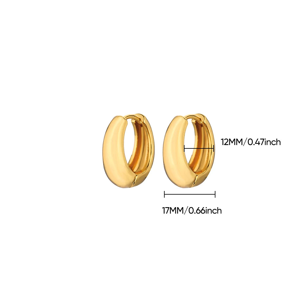 Luxury Gold Chunky Hoop Earrings – Minimalist Stainless Steel for Women