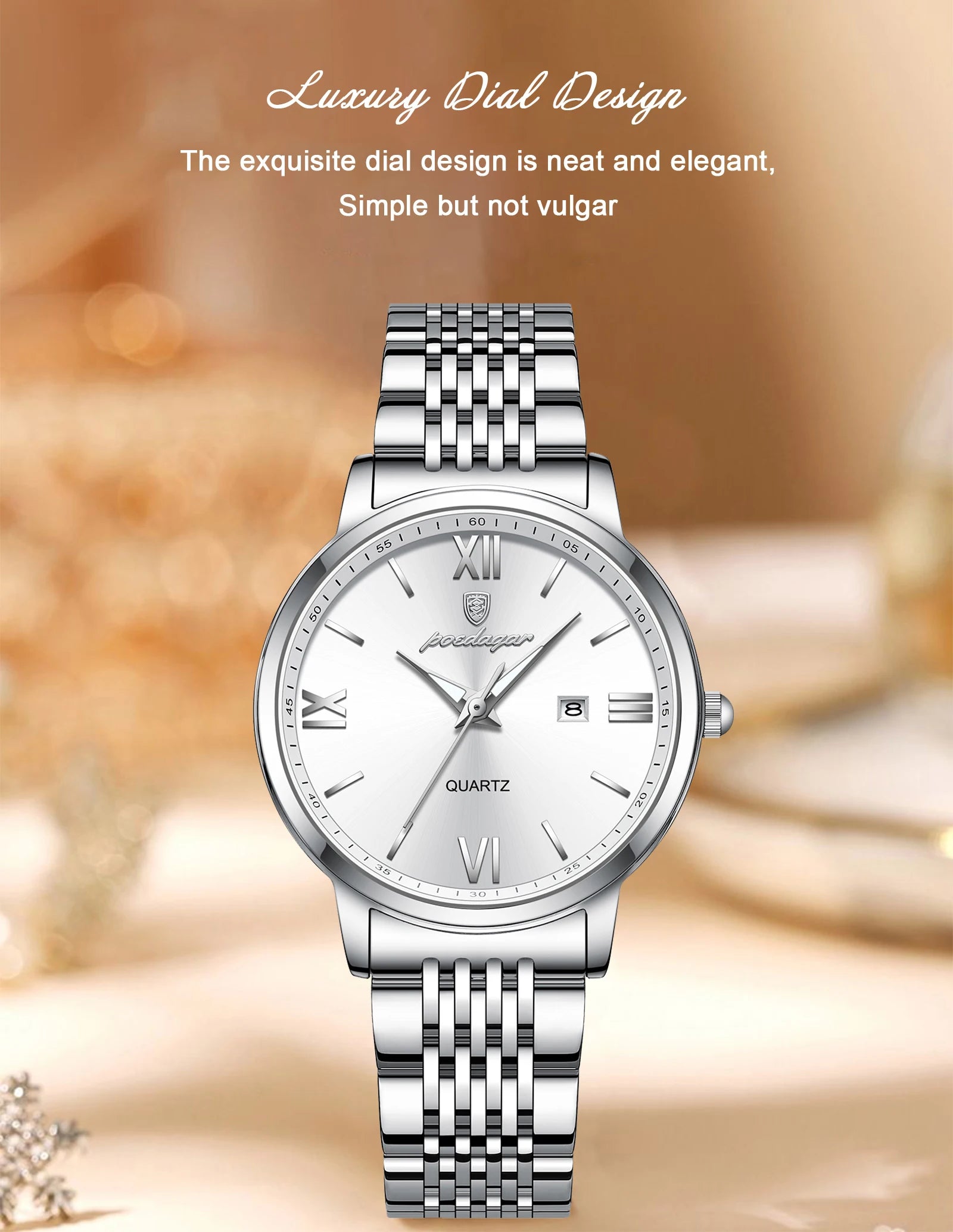 Luxury Women’s Quartz Watch – Luminous & Date Feature