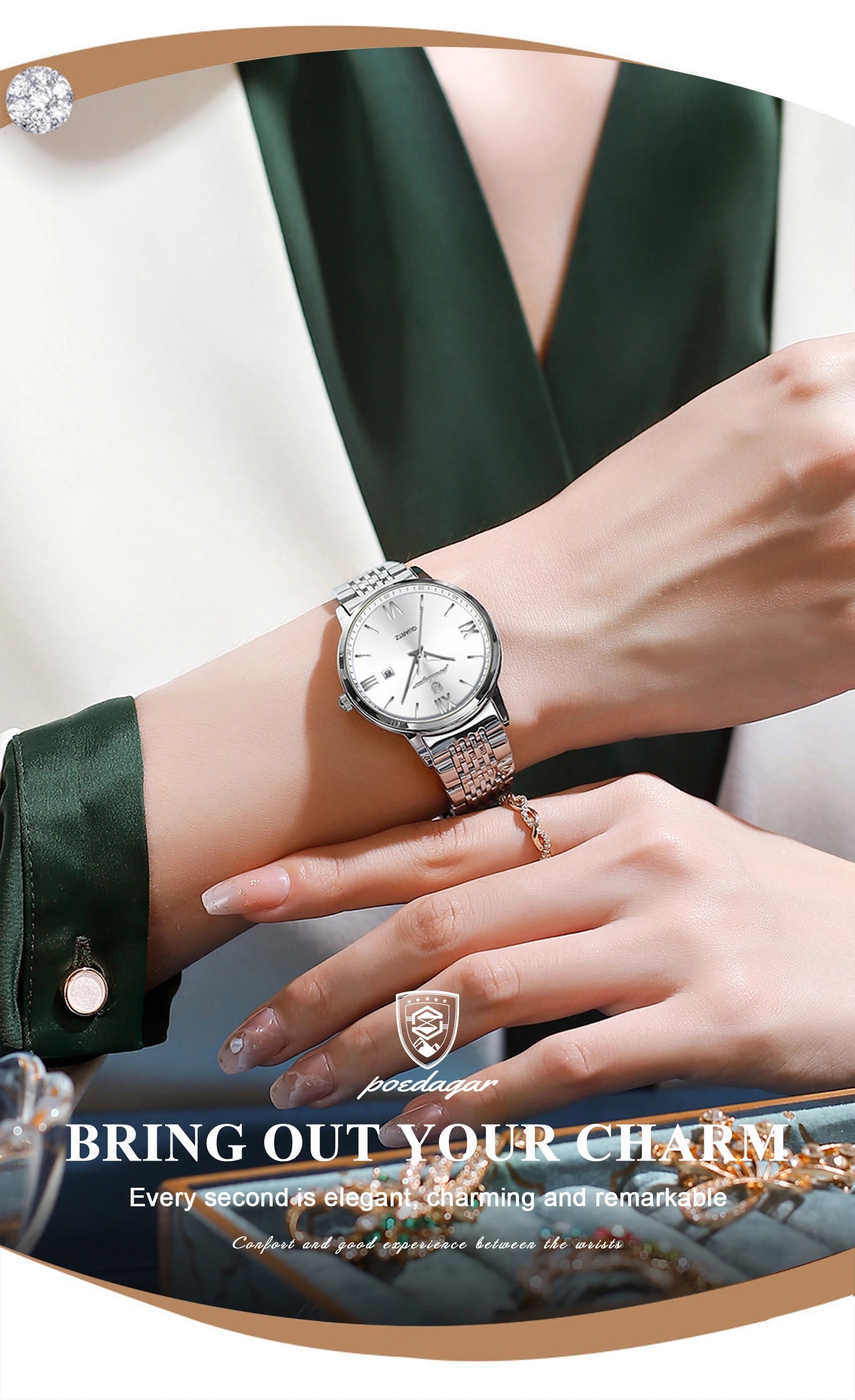 Luxury Women’s Quartz Watch – Luminous & Date Feature