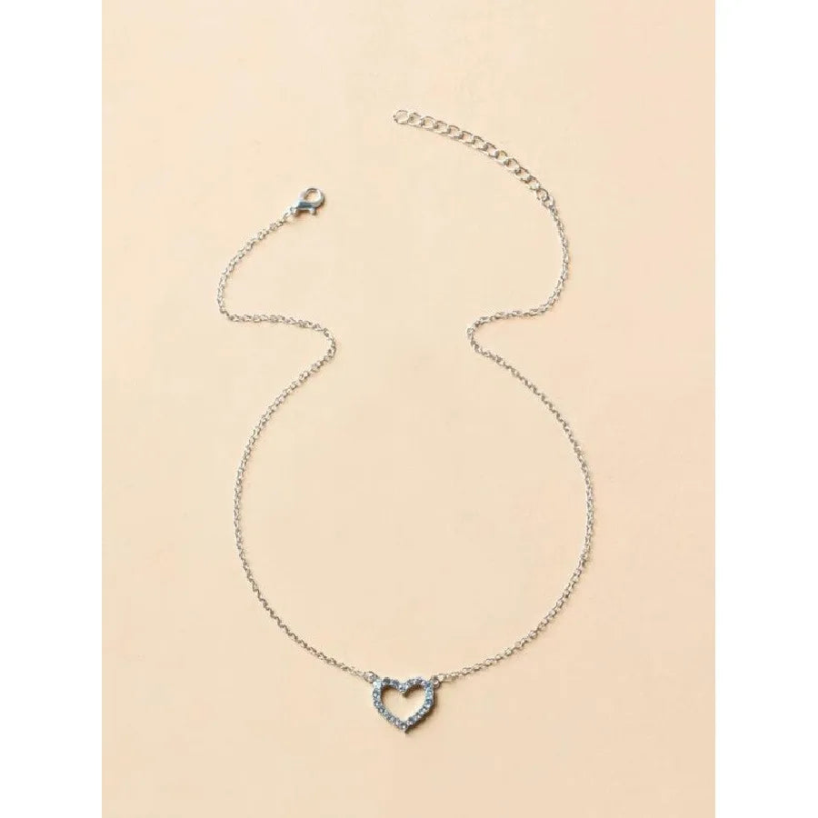 Luxury Heart-Shaped Rhinestone Pendant Necklace
