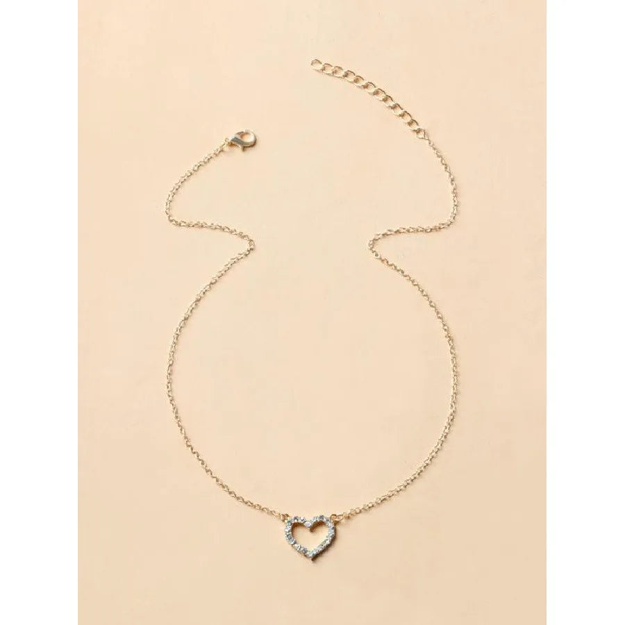 Luxury Heart-Shaped Rhinestone Pendant Necklace