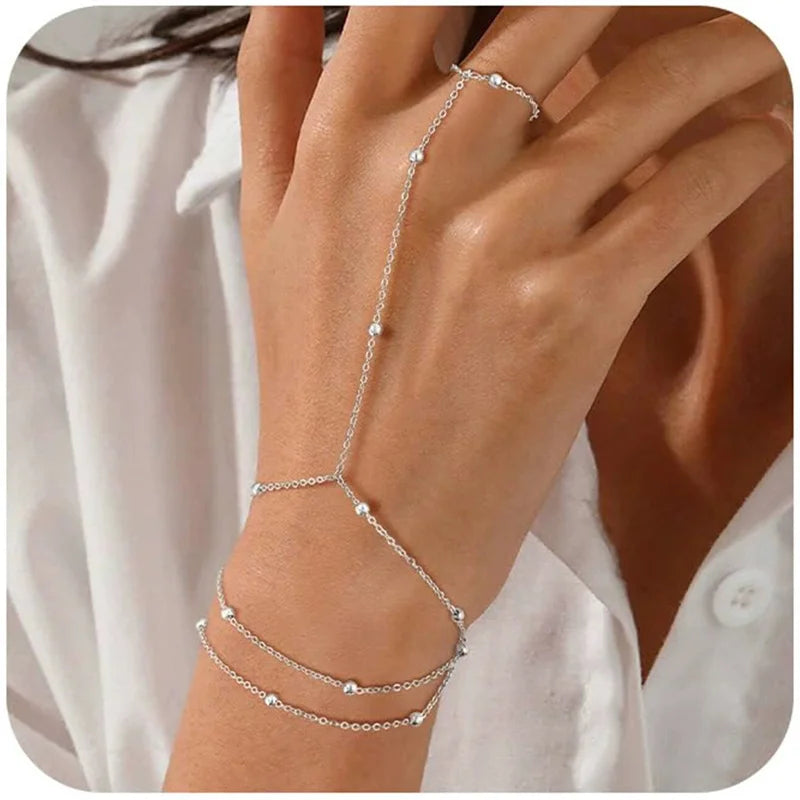 Luxury Women’s Multilayer Finger Ring Bracelet – Minimalist Elegance