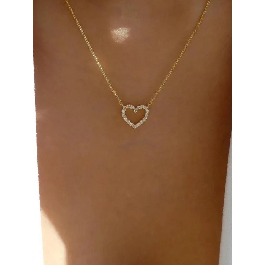 Luxury Heart-Shaped Rhinestone Pendant Necklace