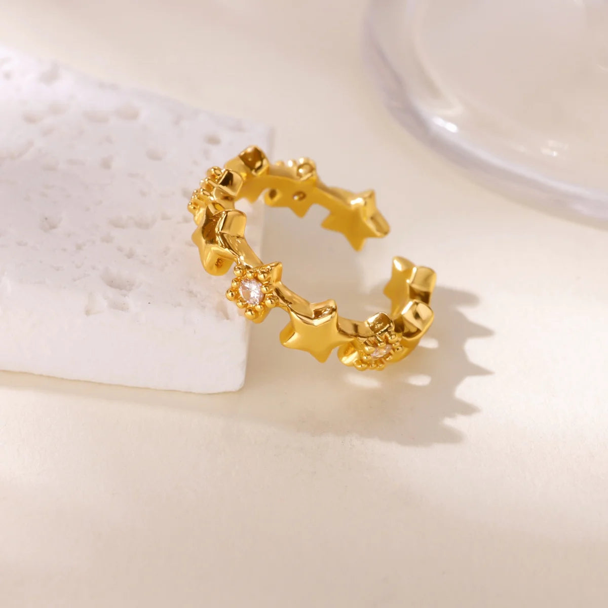 Luxury 18K Gold Plated Cross & Heart Ring – Elegant Women’s Jewelry