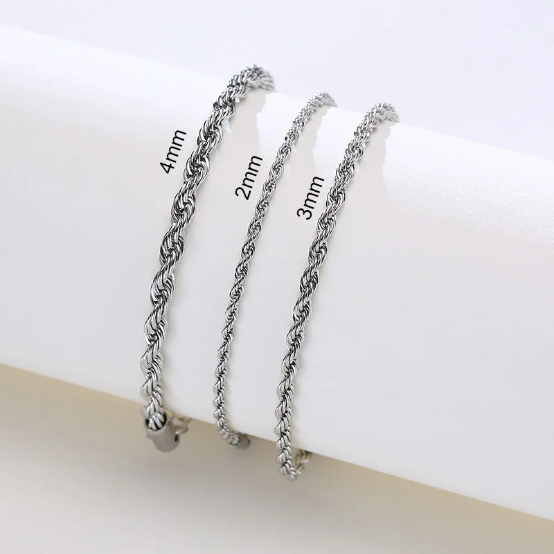 Luxury Vnox Twisted Rope Chain Bracelet – Unisex Stainless Steel Jewelry