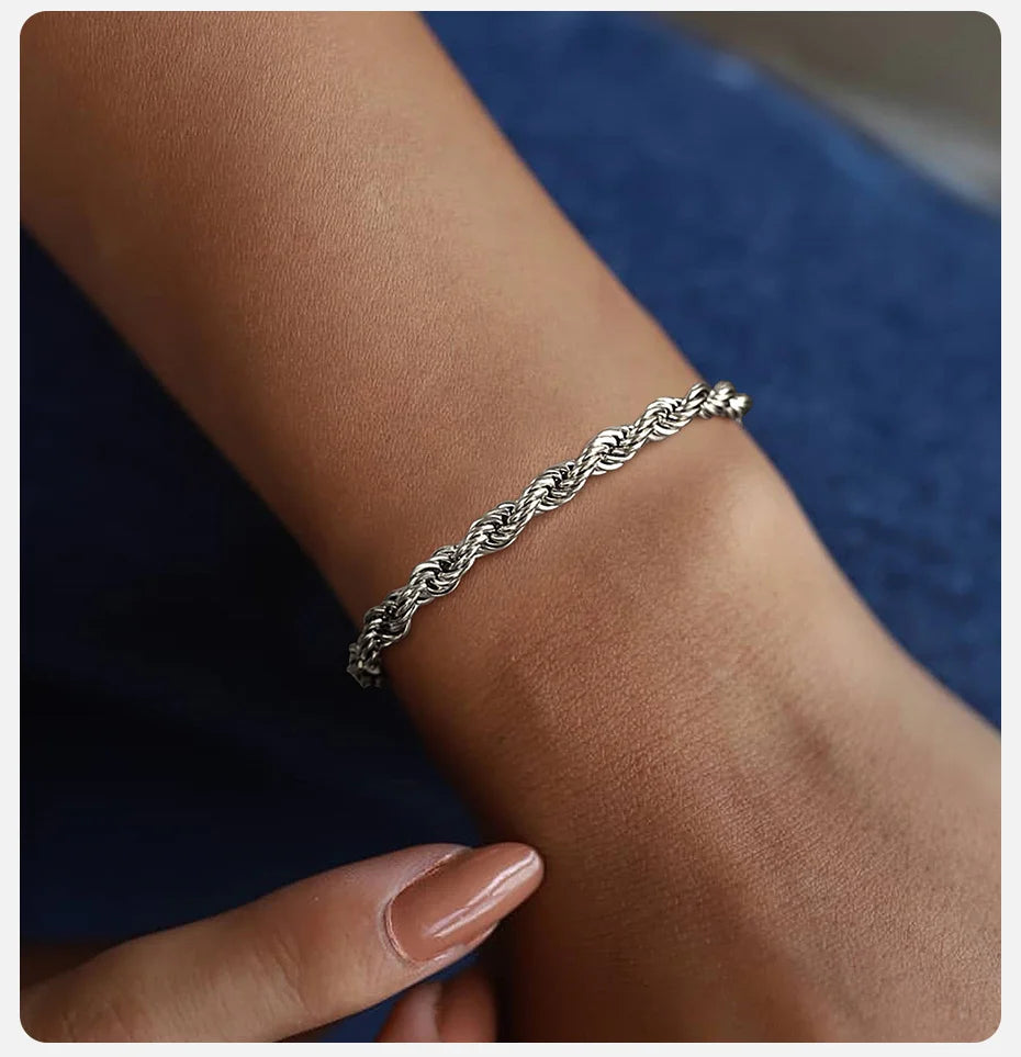Luxury Vnox Twisted Rope Chain Bracelet – Unisex Stainless Steel Jewelry