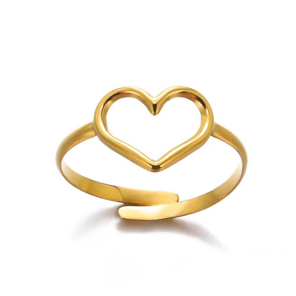 Luxury Gold-Plated Geometric Stainless Steel Ring – Adjustable Minimalist Desig