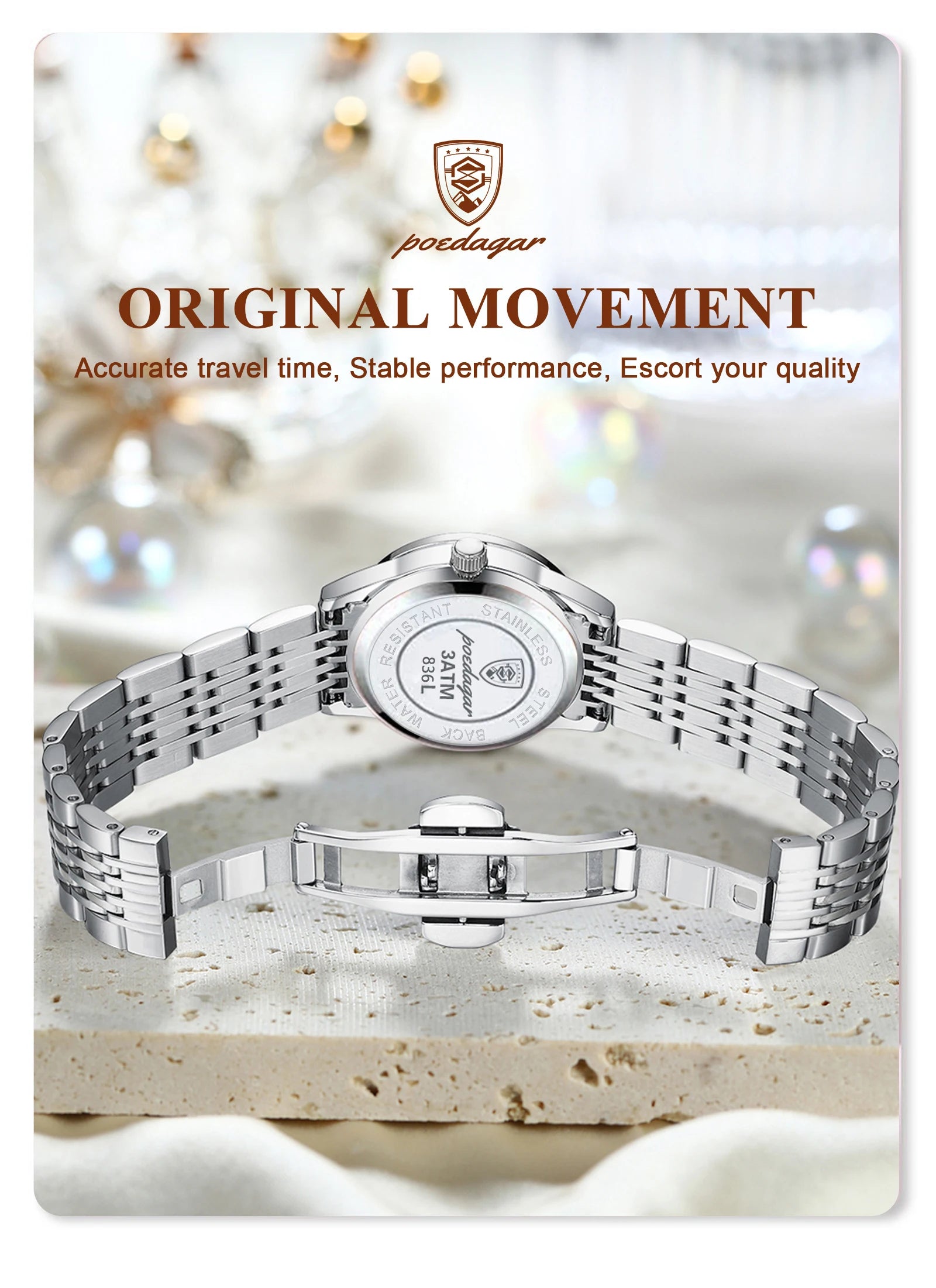 Luxury Women’s Quartz Watch – Luminous & Date Feature