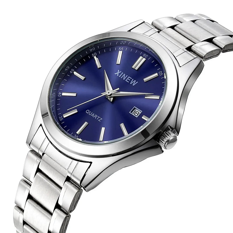 Luxury Men’s Quartz Watch – Stainless Steel & Date Feature