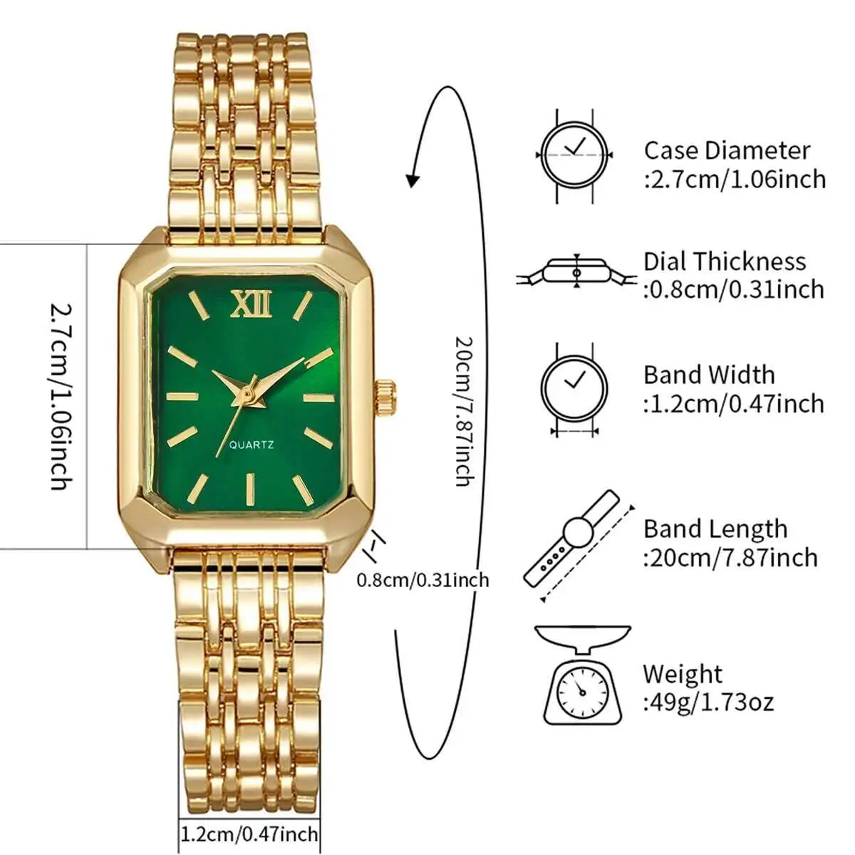 Luxury Women’s Rectangle Quartz Watch – Elegant Analog Design