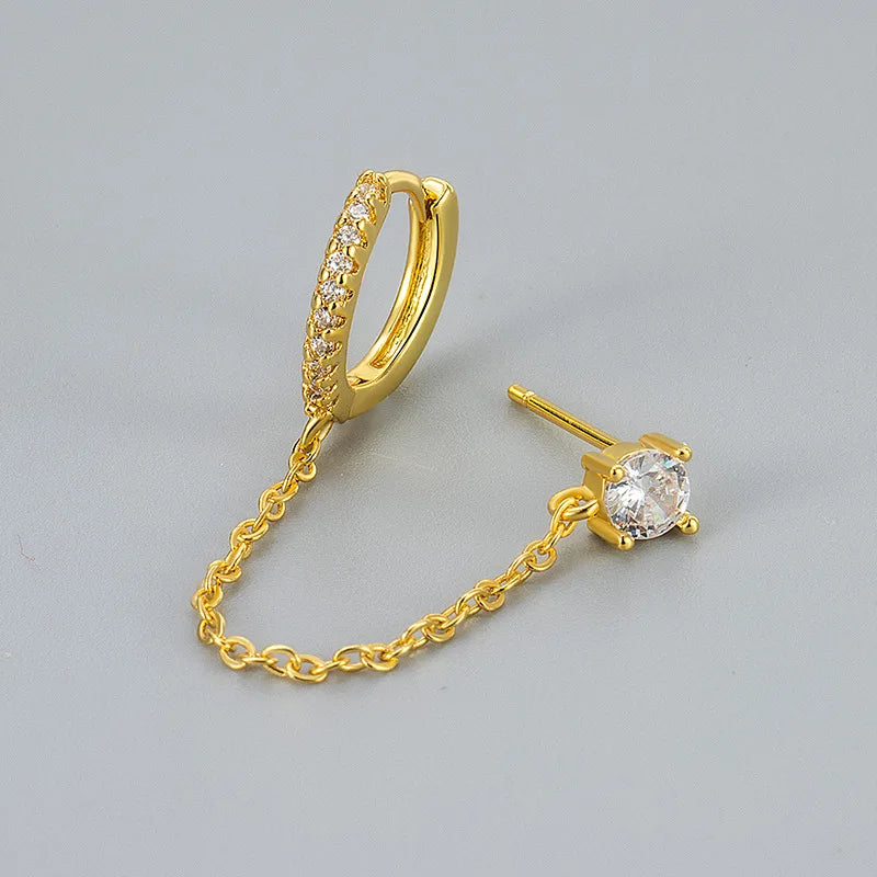 Luxury Chain & Floral Huggie Earring Set – 4 Pieces