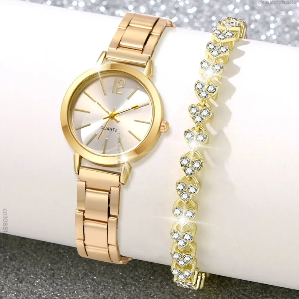 Luxury Women’s Quartz Watch & Bracelet Set – Minimalist Dial