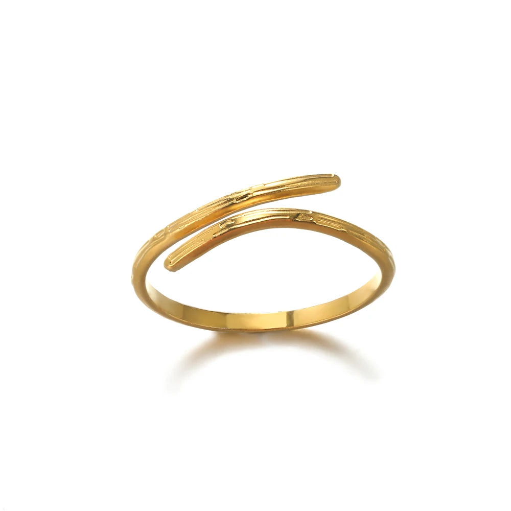 Luxury Gold-Plated Geometric Stainless Steel Ring – Adjustable Minimalist Desig