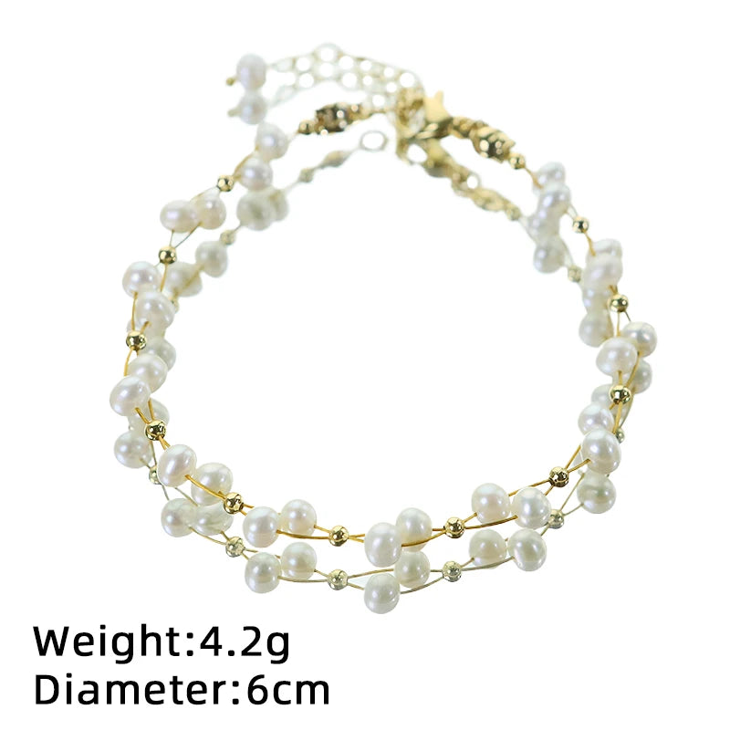Luxury Freshwater Pearl & Copper Bead Bracelet – Handmade Elegance