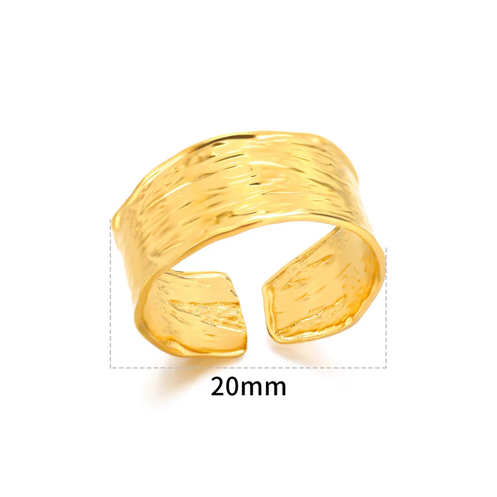 Luxury Gold-Plated Geometric Stainless Steel Ring – Adjustable Minimalist Desig