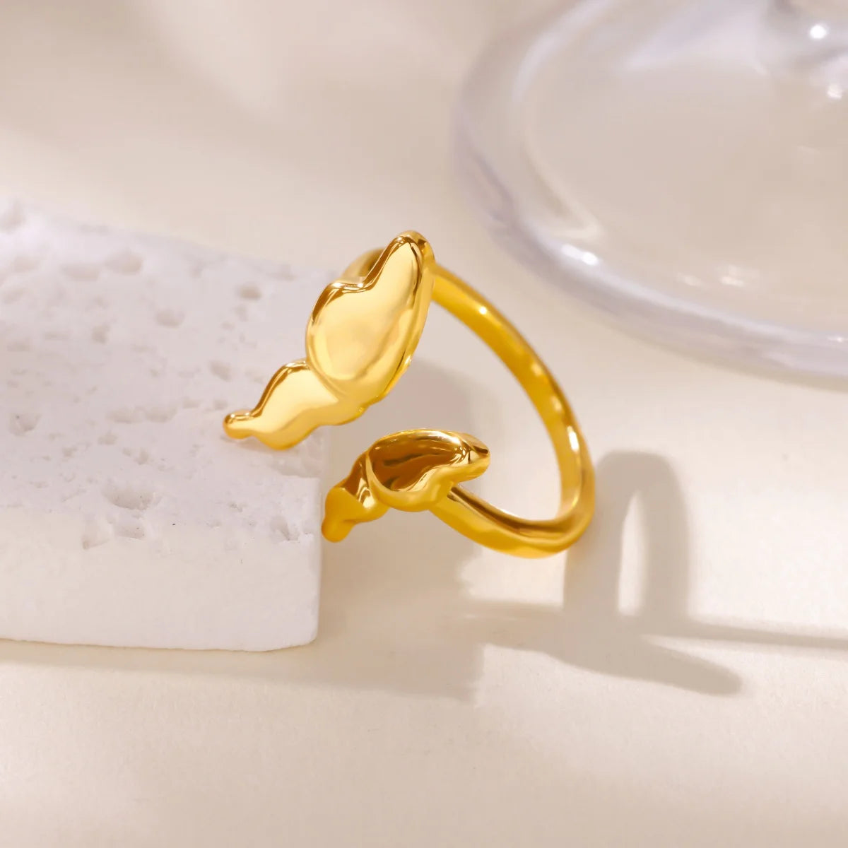 Luxury 18K Gold Plated Cross & Heart Ring – Elegant Women’s Jewelry