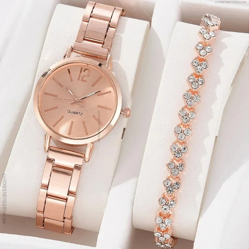 Luxury Women’s Quartz Watch & Bracelet Set – Minimalist Dial