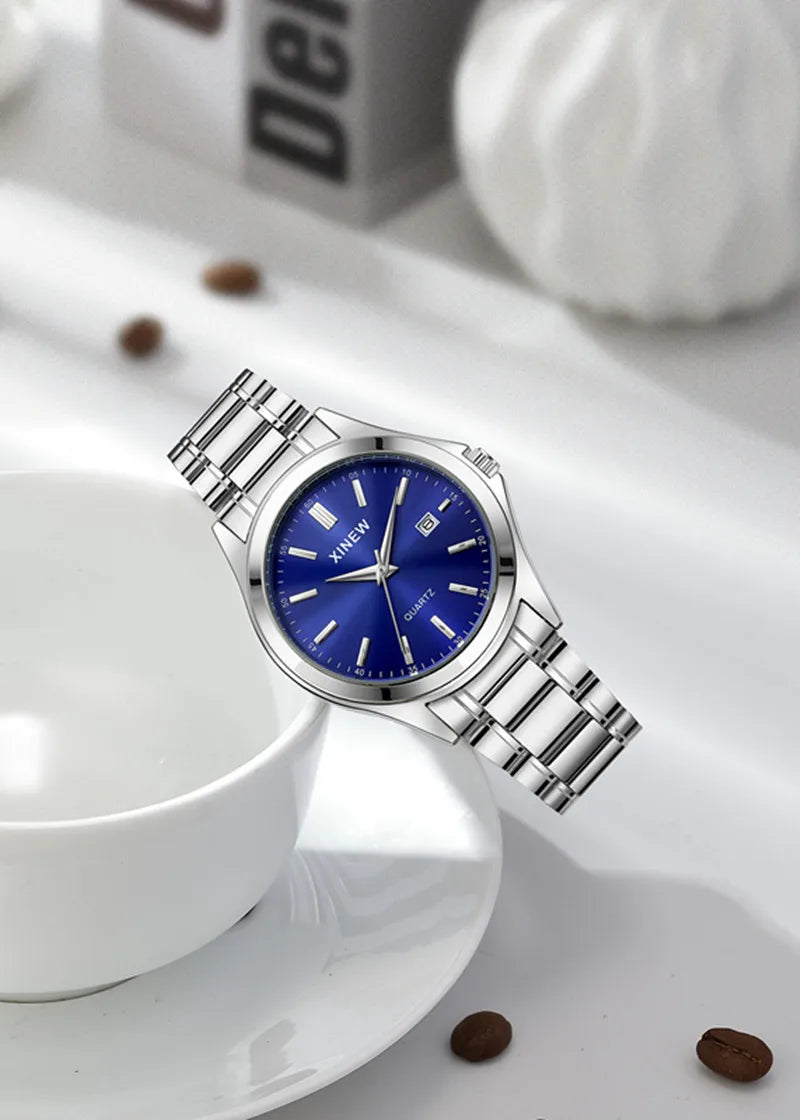 Luxury Men’s Quartz Watch – Stainless Steel & Date Feature