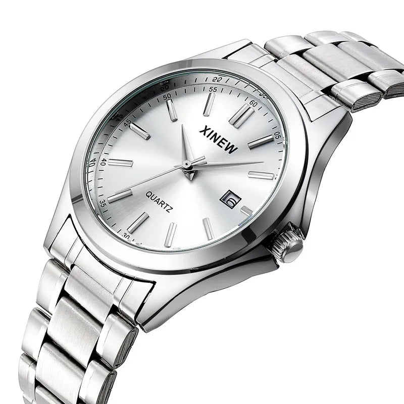 Luxury Men’s Quartz Watch – Stainless Steel & Date Feature