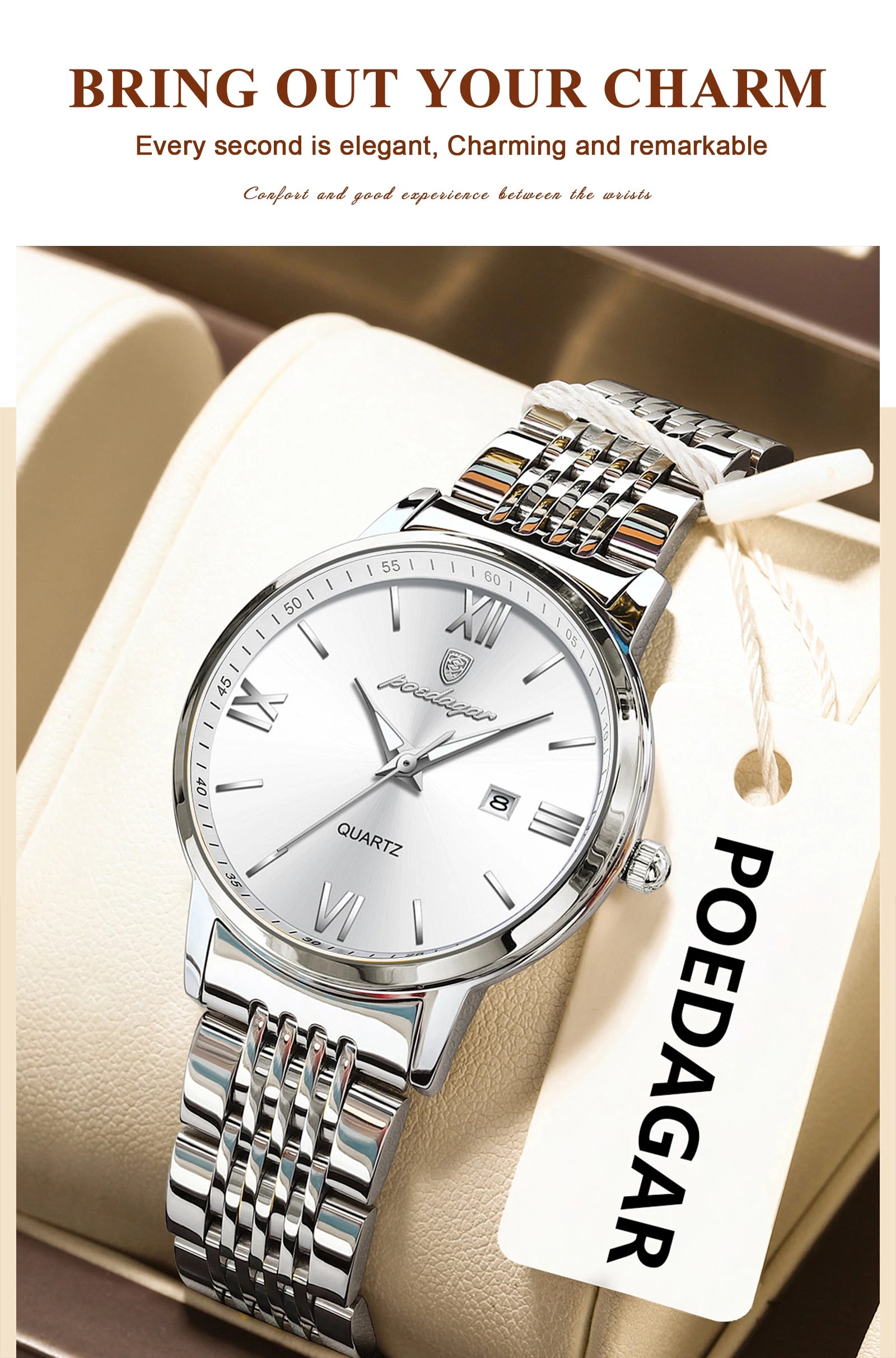 Luxury Women’s Quartz Watch – Luminous & Date Feature