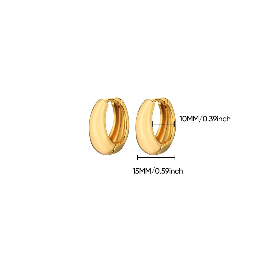 Luxury Gold Chunky Hoop Earrings – Minimalist Stainless Steel for Women