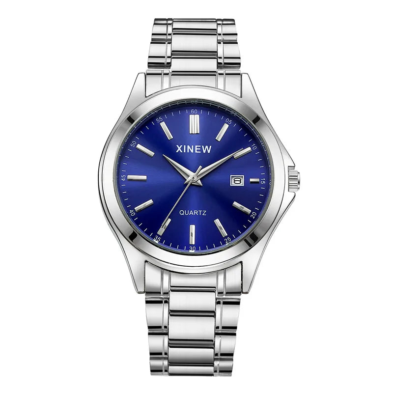 Luxury Men’s Quartz Watch – Stainless Steel & Date Feature