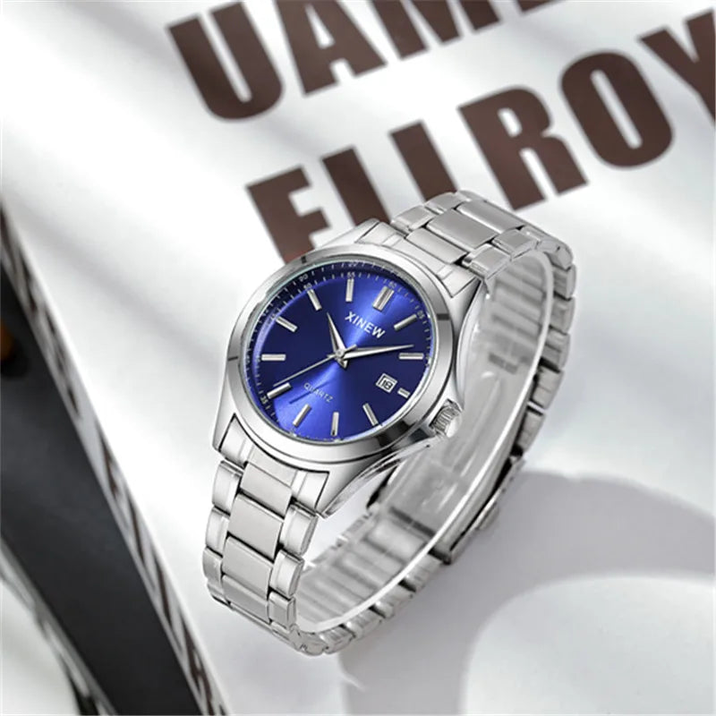 Luxury Men’s Quartz Watch – Stainless Steel & Date Feature