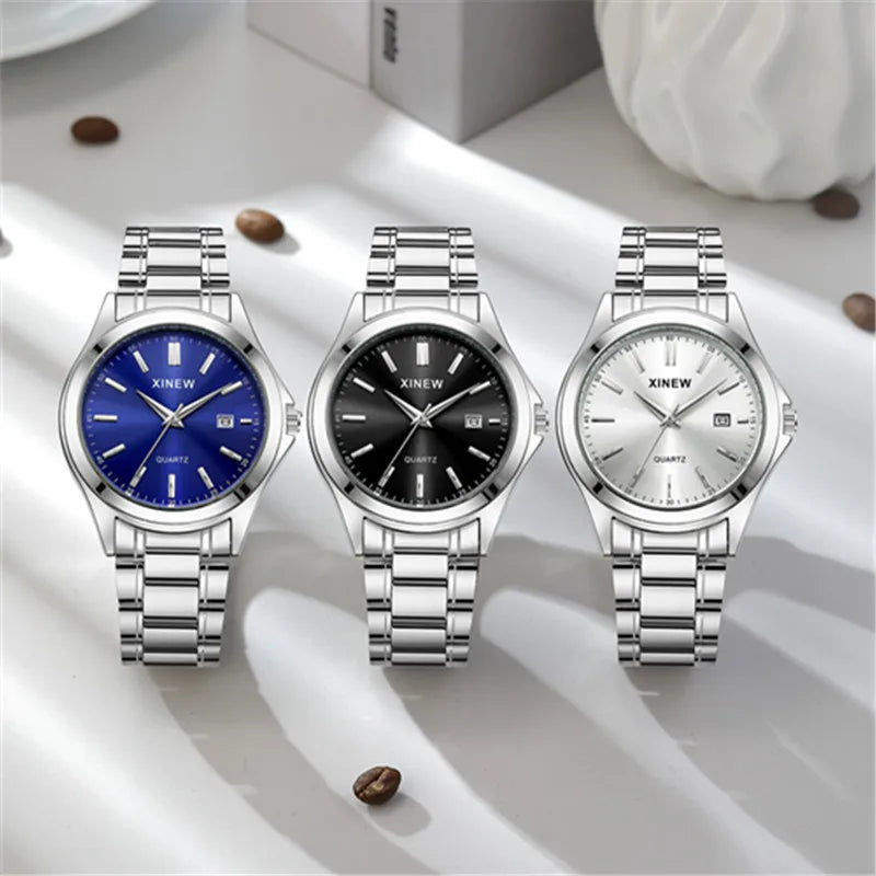Luxury Men’s Quartz Watch – Stainless Steel & Date Feature