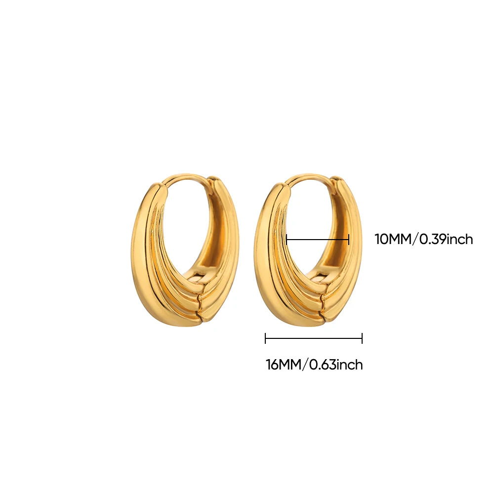Luxury Gold Chunky Hoop Earrings – Minimalist Stainless Steel for Women