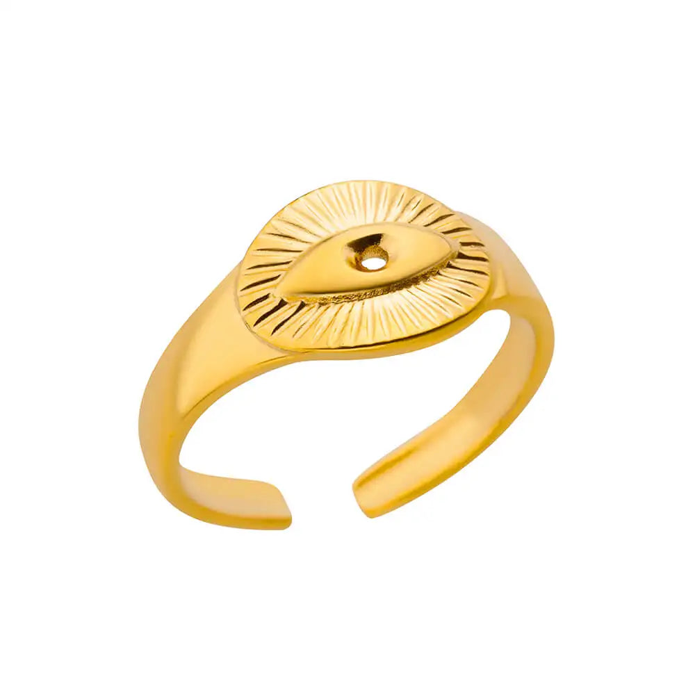 Luxury Gold-Plated Geometric Stainless Steel Ring – Adjustable Minimalist Desig