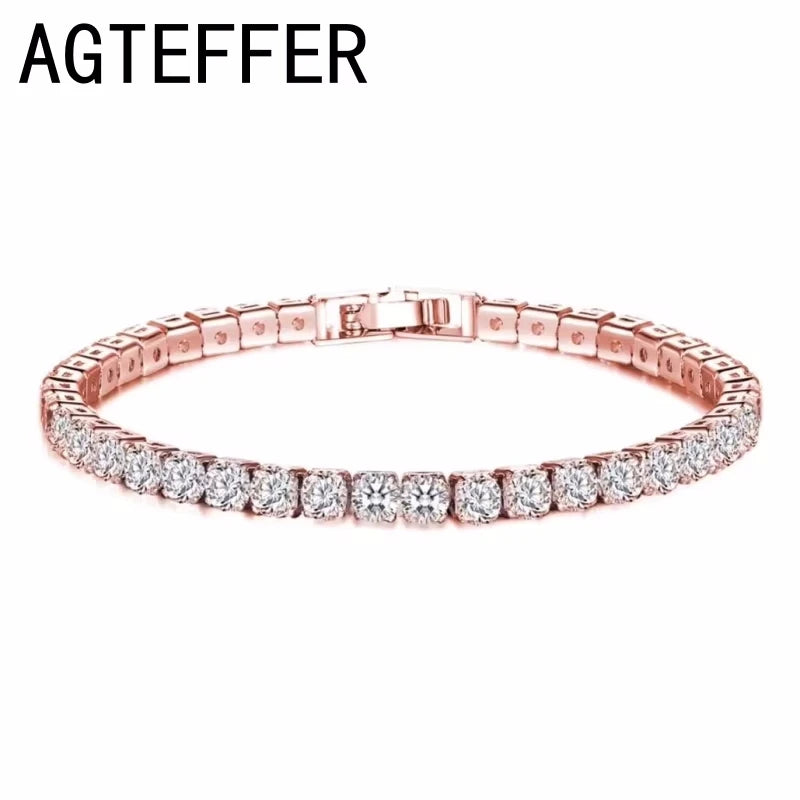 Luxury Sterling Silver Tennis Bracelet – CZ Crystal Elegance