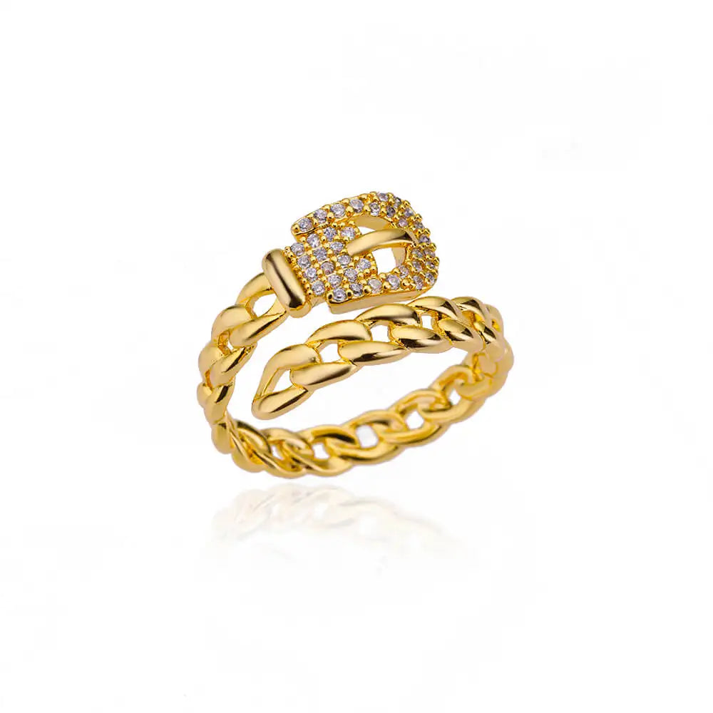 Luxury 18K Gold Plated Cross & Heart Ring – Elegant Women’s Jewelry