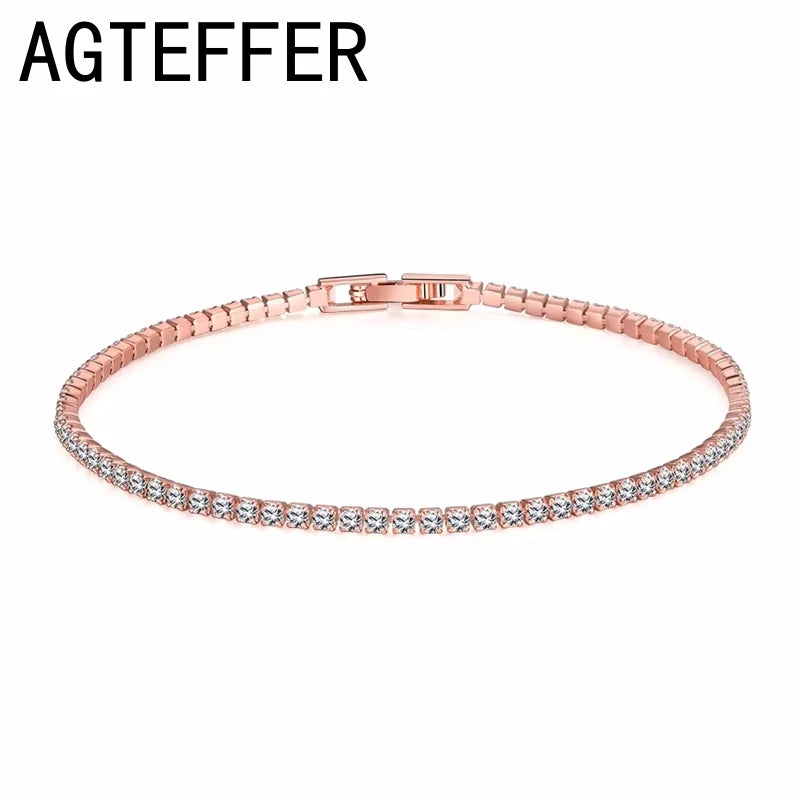 Luxury Sterling Silver Tennis Bracelet – CZ Crystal Elegance