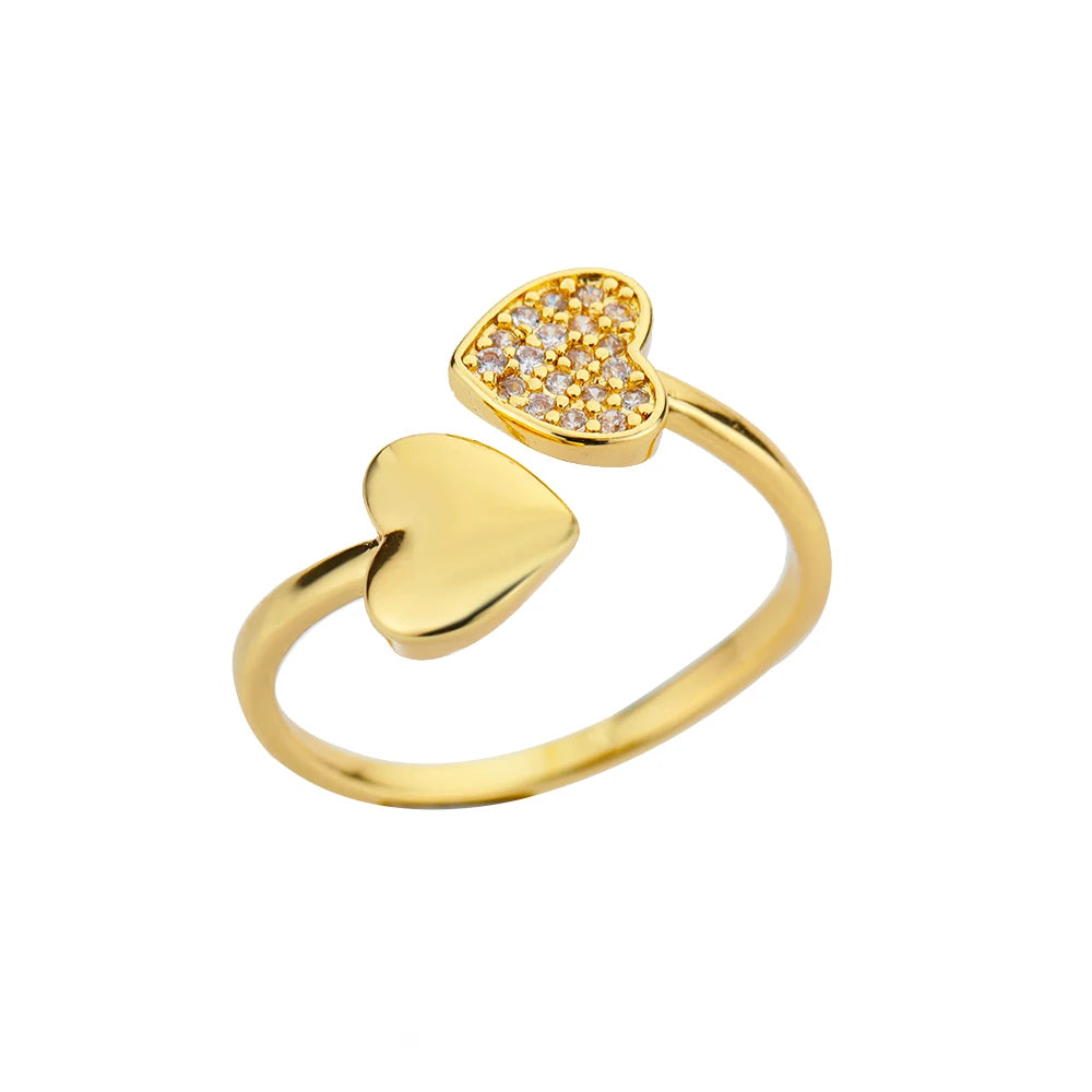 Luxury 18K Gold Plated Cross & Heart Ring – Elegant Women’s Jewelry