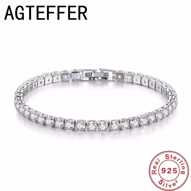 Luxury Sterling Silver Tennis Bracelet – CZ Crystal Elegance