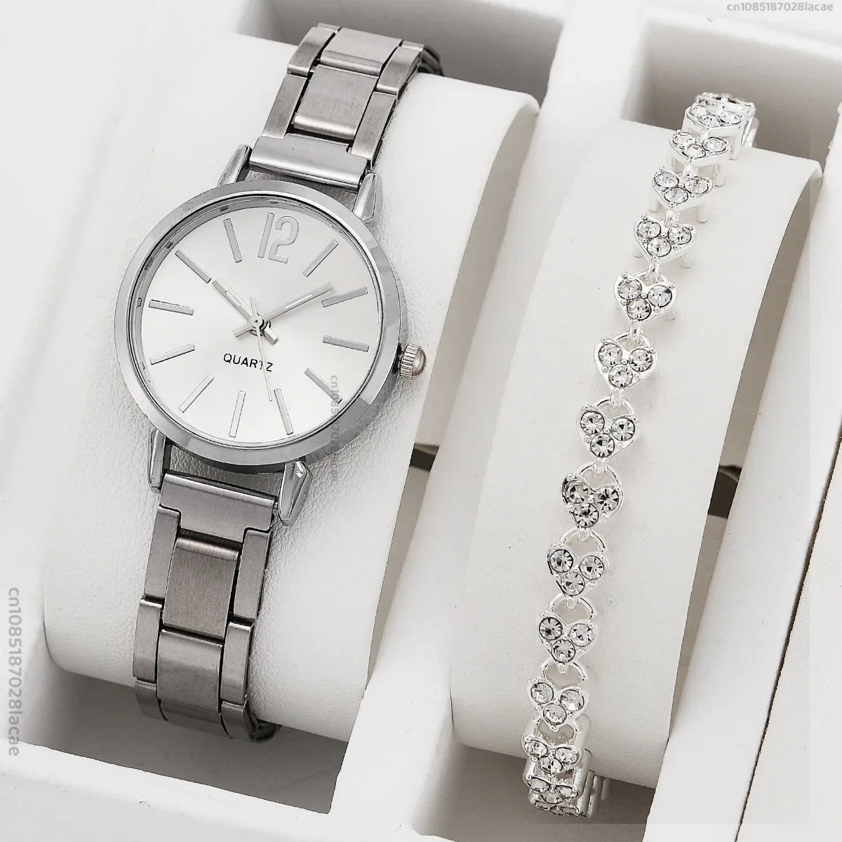 Luxury Women’s Quartz Watch & Bracelet Set – Minimalist Dial