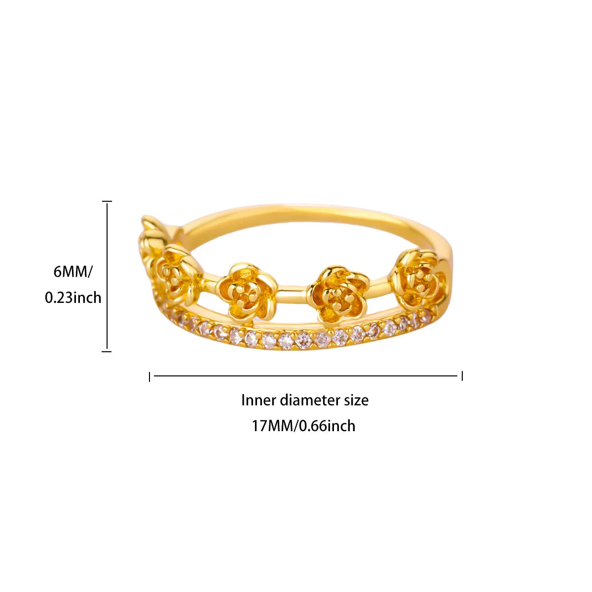 Luxury 18K Gold Plated Cross & Heart Ring – Elegant Women’s Jewelry