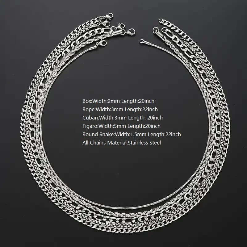 Luxury Chain Necklace Set – 5 Piece Collection