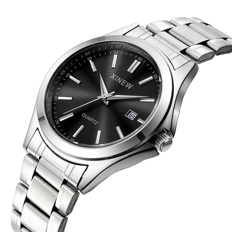 Luxury Men’s Quartz Watch – Stainless Steel & Date Feature