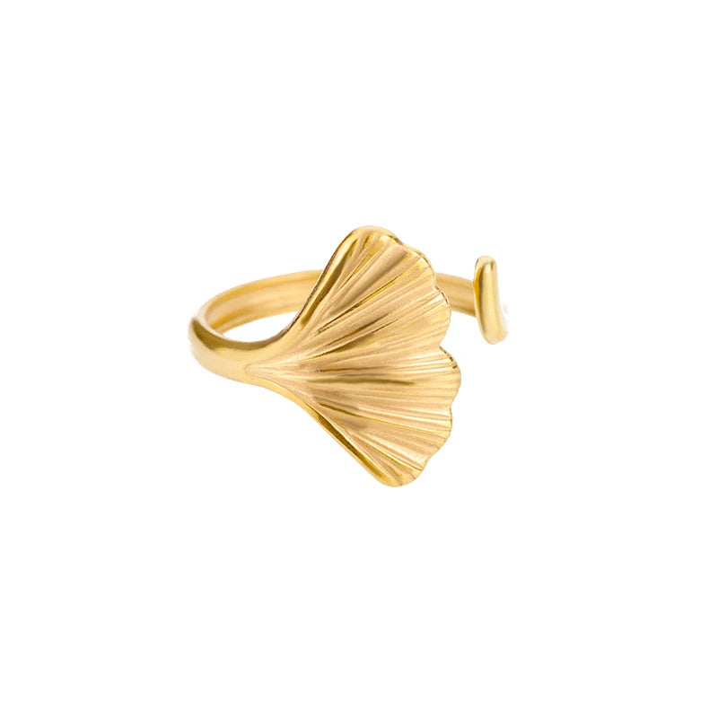 Luxury Gold-Plated Geometric Stainless Steel Ring – Adjustable Minimalist Desig
