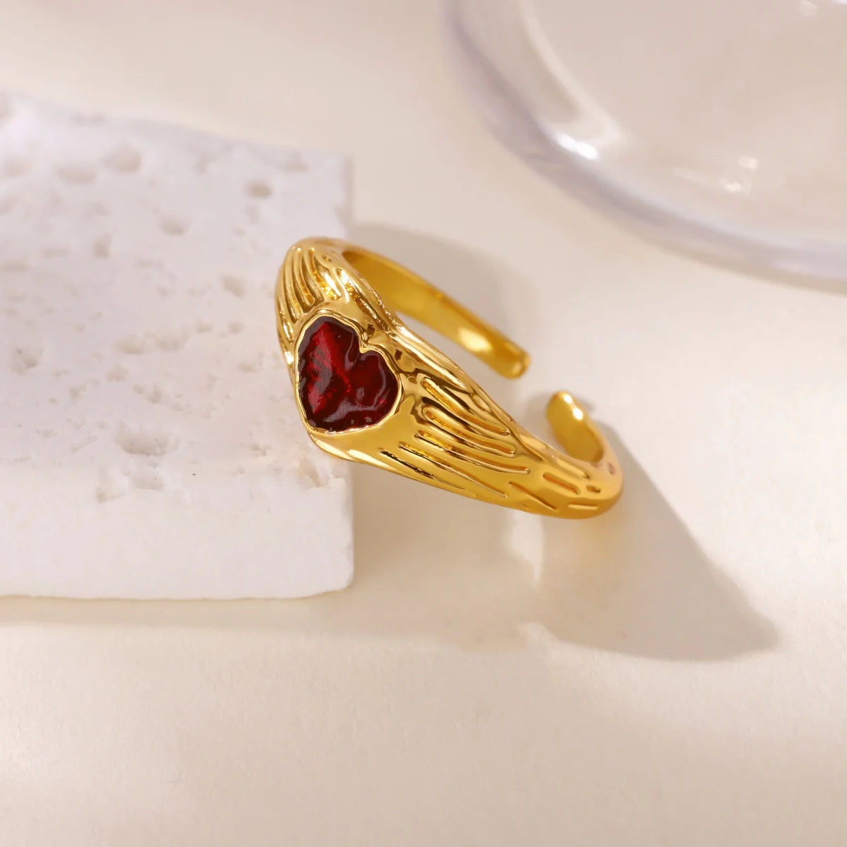 Luxury 18K Gold Plated Cross & Heart Ring – Elegant Women’s Jewelry